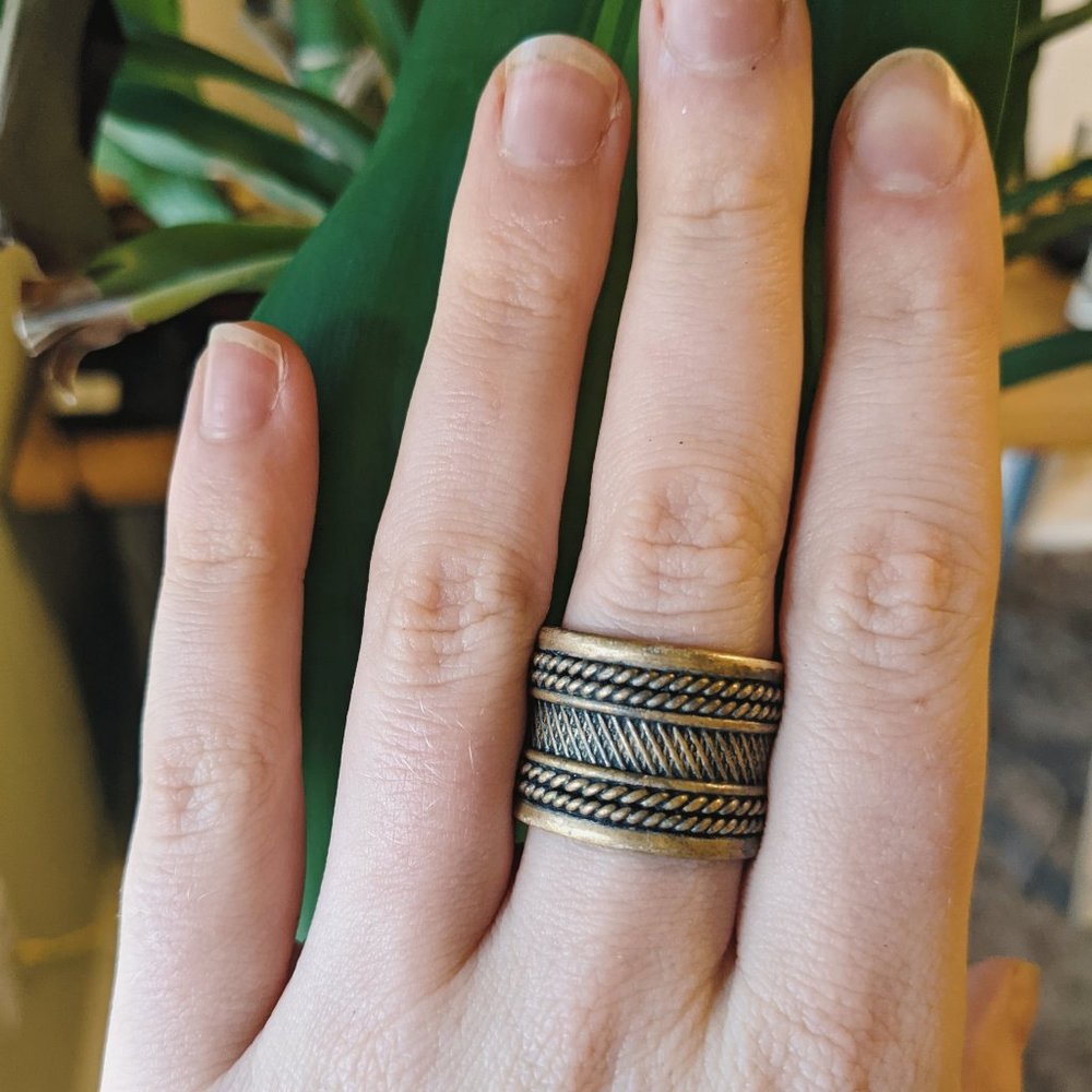 Celtic Knot Brass Statement Ring - Adjustable - image 1